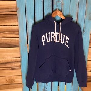 Vintage Y2K Russell Purdue University pullover hoodie sweatshirt S navy white